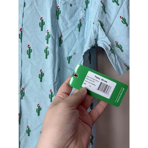 NWT Tipsy Elves Christmas Cactus Button Up Shirt - Picture 4 of 7